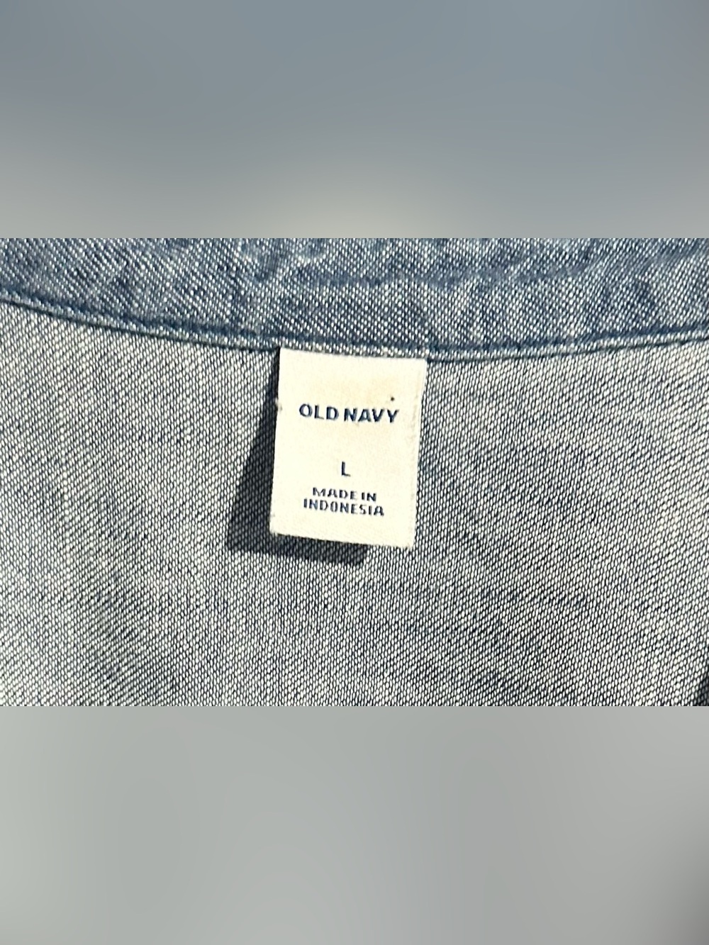 Old Navy Chambray Denim Popover Tunic Shirt/Mini Dress Long Sleeve Double Pocket - Picture 2 of 5